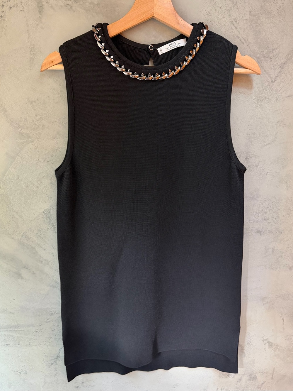 MANGO Suit Collection Chain-Trimmed Sleeveless Top - Black (US S, EU M size)